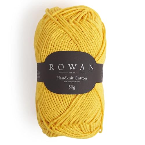 Rowan Wolle Handknit Cotton | Sommerwolle reines Baumwollgarn gelb Nadelstärke 4 bis 4,5 mm | 100% Baumwolle | zum Häkeln und Stricken | 377 von Rowan