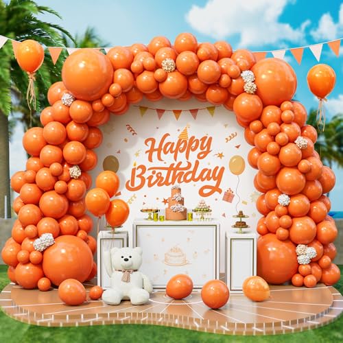 Roxistar Luftballons Orange, 143 Stück 5 10 12 18 Zoll Orange Helium Latex Luftballon Ballonbogen Girlande Kit für Männer Frauen Jungen Geburtstag Party Halloween Hochzeit Picknick Brautdusche Deko von Roxistar