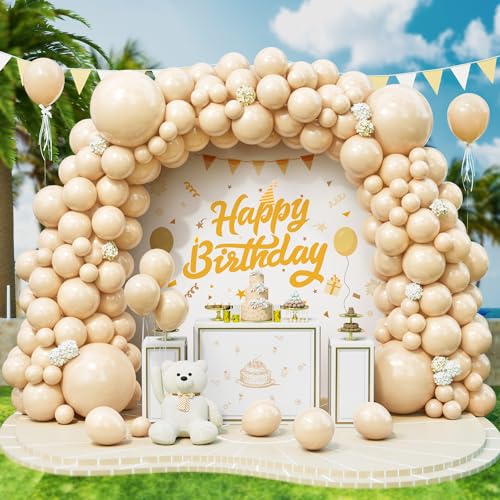 Roxistar Luftballons Aprikose, 143 Stück 5 10 12 18 Zoll Apricot Helium Latex Luftballon Vintage Beige Nude Ballonbogen Girlande Kit für Mädchen Frauen Geburtstag Hochzeit Babyparty Party Dekorationen von Roxistar