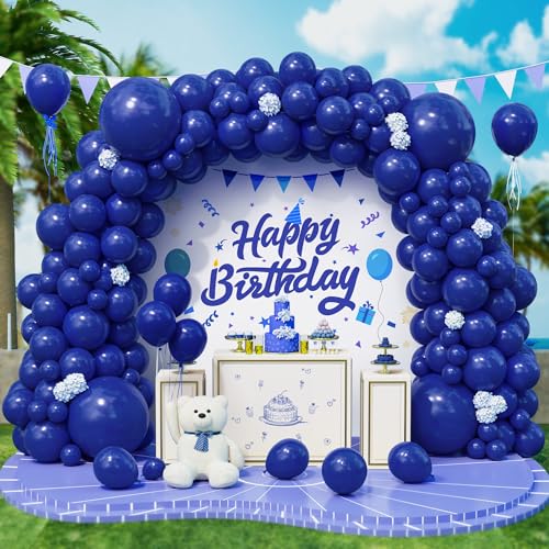 Roxistar Luftballons Blau, 143 Stück 5 10 12 18Zoll Retro Nachtblau Helium Latex Luftballon Ballonbogen Girlande Kit für Mädchen Frauen Geburtstagsfeier Hochzeit Silvester Karneval Jubiläum Taufen von Roxistar