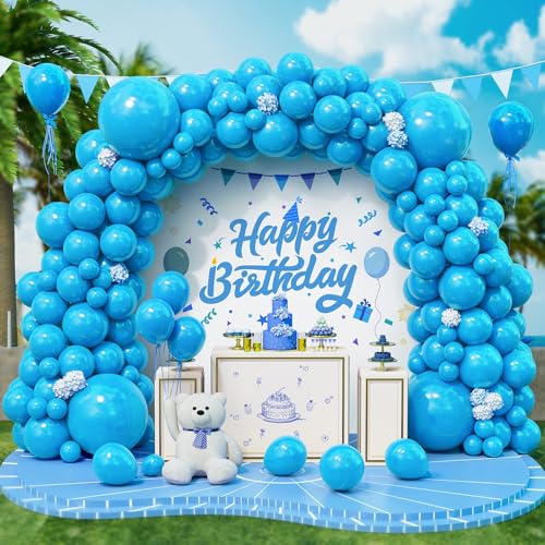 Roxistar Luftballons Blaue, 143 Stück 5 10 12 18 Zoll Matte Hellblaues Himmelblaue Helium Latex Luftballon Ballonbogen Girlande Kit für Frauen Männer Geburtstag Babyparty Brautdusche Abschlussfeier von Roxistar