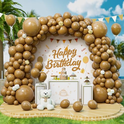 Roxistar Luftballons Braun, 143 Stück 5 10 12 18 Zoll Kaffee Braun Helium Latex Luftballon Barock Braun Khaki Ballonbogen Girlande Kit für Kinder Deko Geburtstag Babyparty Hochzeit Taufe Dekorationen von Roxistar