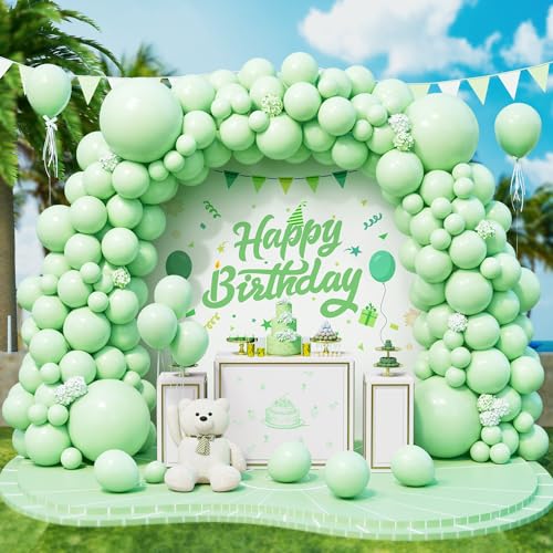 Roxistar Luftballons Grün, 143 Stück 5 10 12 18 Zoll Grün Pastell Macarons Helium Latex Luftballon Ballonbogen Girlande Kit für Jungen Geburtstag Babyparty Hochzeit Brautdusche Taufe Party Dekoration von Roxistar