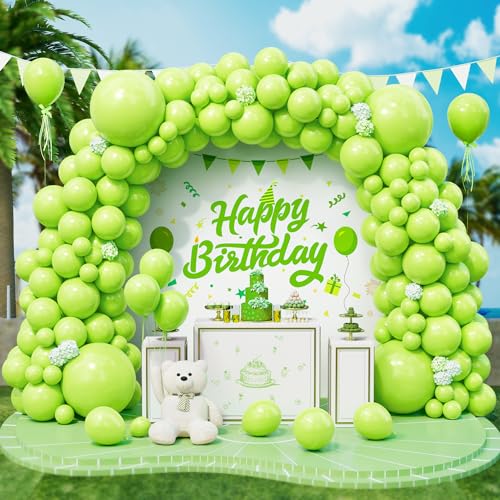 Roxistar Luftballons Grüne, 143 Stück 5 10 12 18 Zoll Matt Limonegrün Helium Latex Luftballon Girlande Kit für Mädchen Frauen Jungen Geburtstag Party Hochzeit Brautdusche Kommunion Jubiläum Dekoration von Roxistar