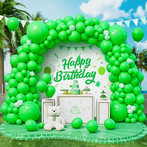 Roxistar Luftballons Grüne, 143 Stück 5 10 12 18Zoll Grüne Helium Latex Luftballon Ballonbogen Girlande Kit für Mädchen Jungen Deko Geburtstag Babyparty Brautdusche Wildes Safari JungeTier Dschungel von Roxistar