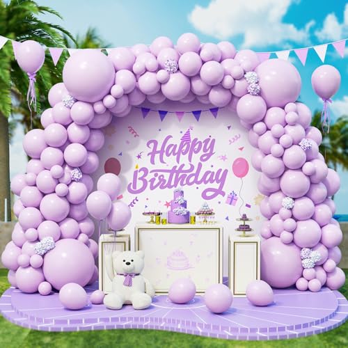 Roxistar Luftballons Lila, 143 Stück 5 10 12 18 Zoll Lila Pastell Macarons Helium Latex Luftballon Ballonbogen Girlande Kit für Jungen Geburtstag Babyparty Hochzeit Brautdusche Taufe Party Dekoration von Roxistar