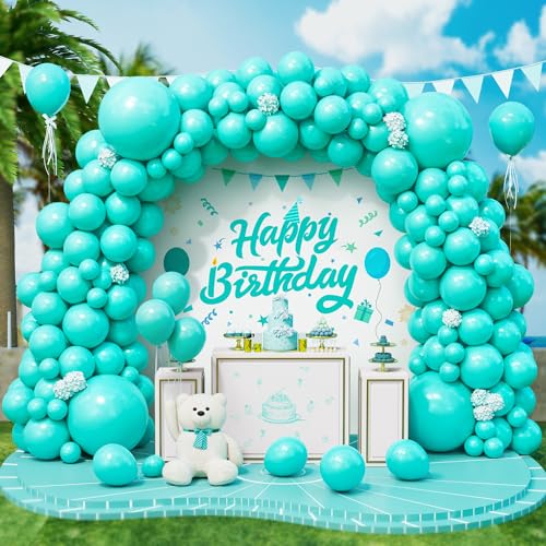 Roxistar Luftballons Tiffany, 143 Stück 5 10 12 18 Zoll Türkis Blau Latex Luftballon Ballonbogen Girlande Kit für Mädchen Frauen Jungen Deko Geburtstag Party Hochzeit Brautdusche Kommunion Jubiläum von Roxistar