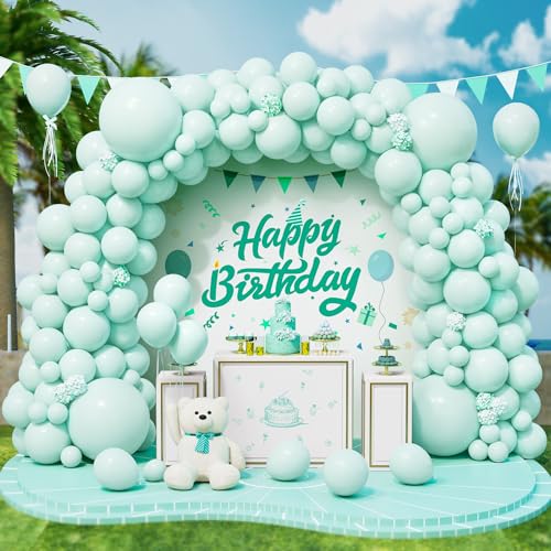 Roxistar Luftballons Türkis, 143 Stück 5 10 12 18 Zoll Blau Teal Pastell Macarons Helium Latex Luftballon Bohnengrüne Girlande Kit für Jungen Geburtstag Babyparty Hochzeit Brautdusche Taufe Party Deko von Roxistar