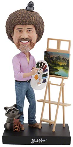 Royal Bobbles - Wackelkopffigur Bob Ross - mit Abnehmbarer Staffelei & Einer Auswahl aus 5 Gemälden von Royal Bobbles