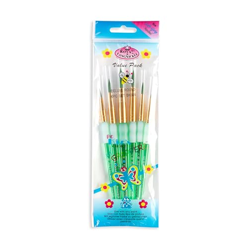 Royal Brush Big Kids Choice Deluxe Runde Synthetik-Pinsel-Set, Verschiedene Größen, Grün, 6 Stück von Royal & Langnickel