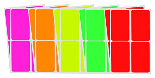 Aufkleber Neon Bunt 75 mm x 50 mm rechteckige Sticker – Größe 7,5 cm x 5 cm viereckige Etiketten 40 Vorteilspack von Royal Green von Royal Green