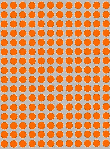 Aufkleber Neon Orange 8 mm runde Sticker – 0,8 cm Klebepunkte 2520 Stück von Royal Green von Royal Green