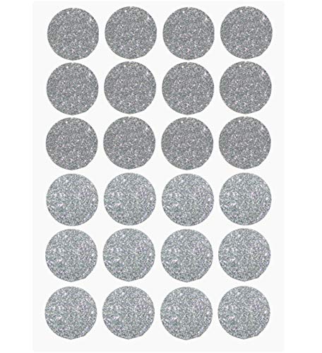 Etiketten Glitzer 25 mm runde Sticker – Größe 2,5 cm Klebepunkte von Royal Green (Silber Glitzer, 120) von Royal Green