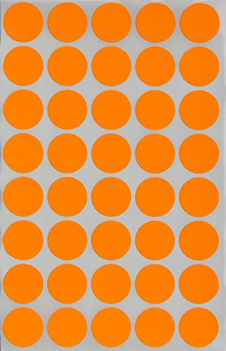 Klebepunkte Neon Orange 19 mm runde Sticker – 1,9 cm Etiketten 600 Stück von Royal Green von Royal Green