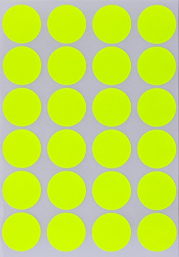 Sticker Neon Gelb 25 mm runde Aufkleber – 2,5 cm Klebepunkte 1200 Stück von Royal Green von Royal Green