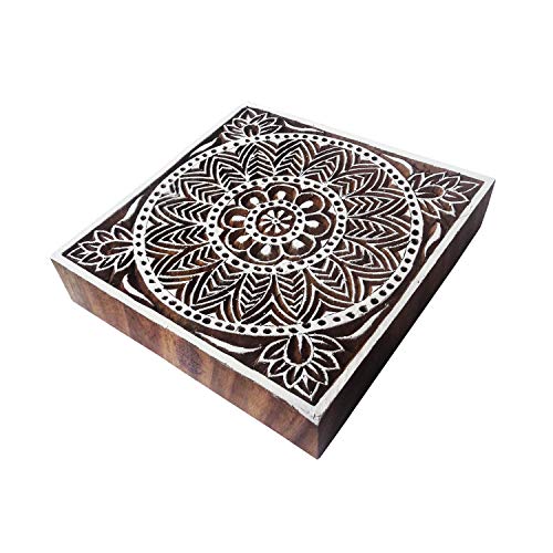 6 Inch Papier Holz Stempel Groß Quadrat Blume Muster Großer Drucken Blöcke von Royal Kraft