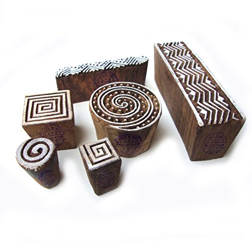 Royal Kraft Asiatisch Spiral und Geometrisch Entwürfe Holz Stempel für Drucken (Set von 6) von Royal Kraft