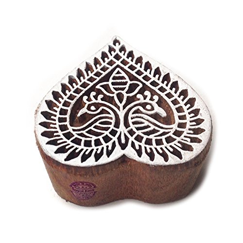 Royal Kraft Dekorativ Blumen Herz Entwürf Holz Blöck Druck Stempel - DIY Henna Stoff Textil Papier Ton Keramik Blocke Druck Stempel von Royal Kraft