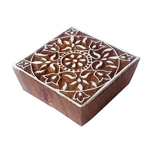 Dekorativ Holz Stempel Quadrat Quadrat Muster Drucken Blöcke - DIY Henna Stoff Textil Papier Ton Keramik Blocke Druck Stempel von Royal Kraft