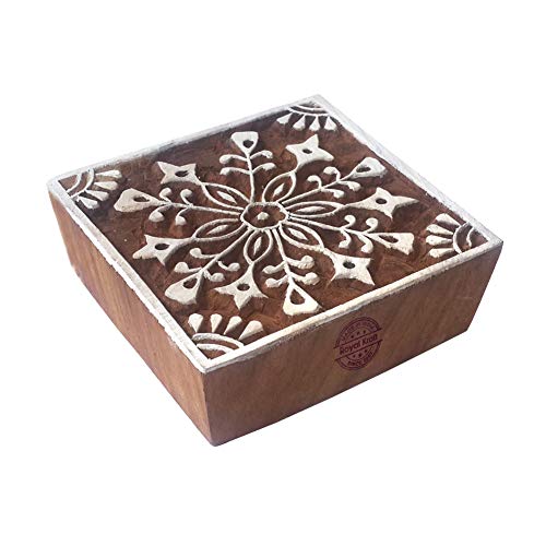 Designer Druck Stempel Quadrat Blume Designs Holz Blöcke - DIY Henna Stoff Textil Papier Ton Keramik Blocke Druck Stempel von Royal Kraft