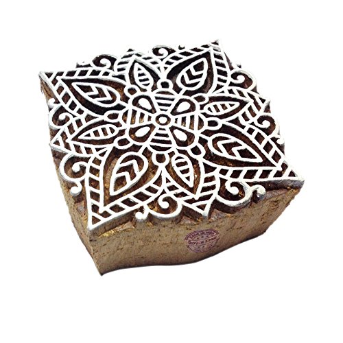 Designer Quadrat Mandala Design Holz Drucken Textil Stempel - DIY Henna Stoff Textil Papier Ton Keramik Blocke Druck Stempel von Royal Kraft