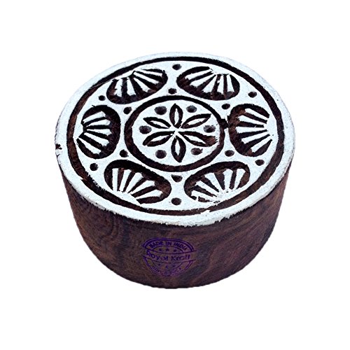 Royal Kraft Elegant Holz Blöcke Runden Blumen Entwürfe Druck Stempel - DIY Henna Stoff Textil Papier Ton Keramik Blocke Druck Stempel von Royal Kraft