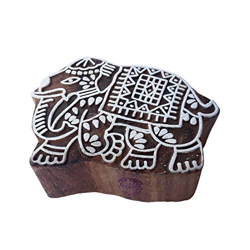 Handgefertigt Drucken Blöcke Elefant Gestalten Holz Stempel - DIY Henna Stoff Textil Papier Ton Keramik Blocke Druck Stempel von Royal Kraft