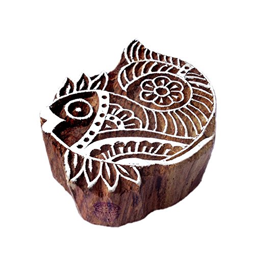 Royal Kraft Handgefertigt Fisch Aquatisch Entwürf Hölzern Druck Stempel - DIY Henna Stoff Textil Papier Ton Keramik Blocke Druck Stempel von Royal Kraft