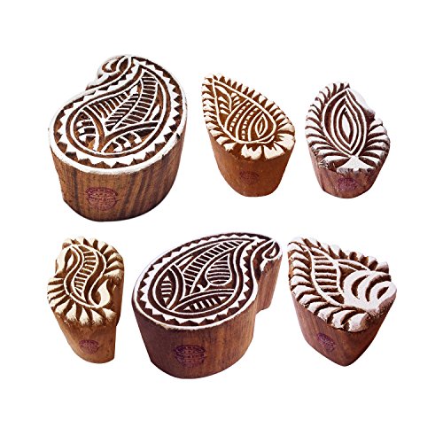 Henna Holz Stempel Orientalisch Paisley Muster Druck Blöcke (Set von 6) von Royal Kraft