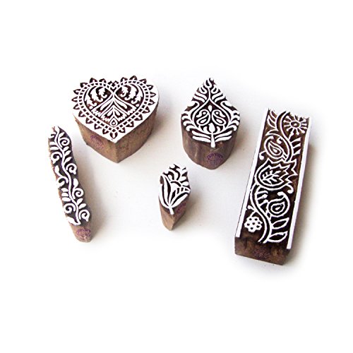 Herz und Rand Elegant Entwürfe Holz Stempel für Drucken (Set von 5) von Royal Kraft