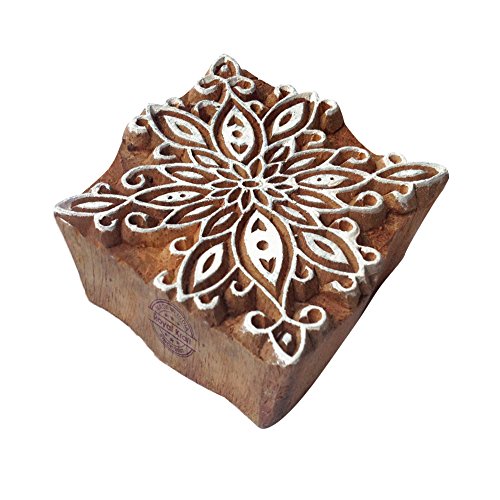 Indisch Quadrat Blume Design Hölzern Blöck Stempel - DIY Henna Stoff Textil Papier Ton Keramik Blocke Druck Stempel von Royal Kraft