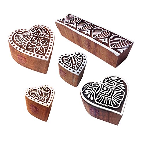 Royal Kraft Innovativ Designs Herz und Rand Holz Blöcke Drucken Stempel (Set von 5) von Royal Kraft