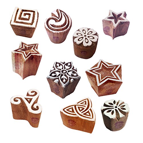 Lehm Drucken Blöck Künstlerisch Klein Star Geometrisch Designs Holzstempel (Set von 10) von Royal Kraft