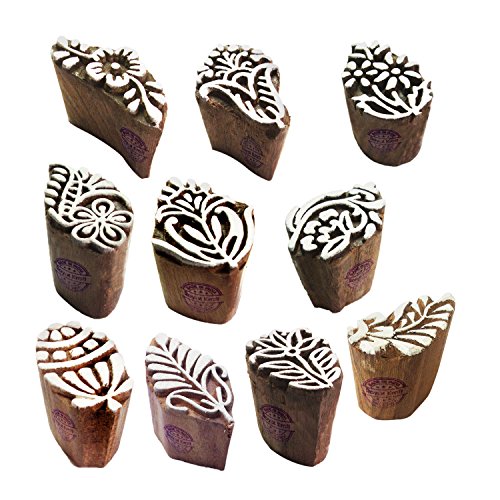 Lehm Holzdruck Arty Crafty Klein Blumen Designs Blöcke Stempel (Set von 10) von Royal Kraft