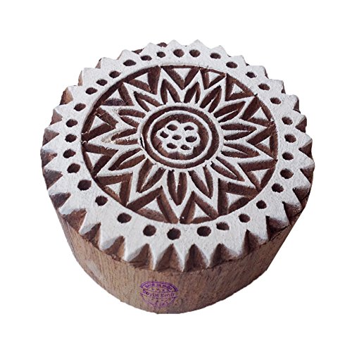 Orientalisch Holz Stempel Runden Blumen Muster Drucken Blöcke - DIY Henna Stoff Textil Papier Ton Keramik Blocke Druck Stempel von Royal Kraft