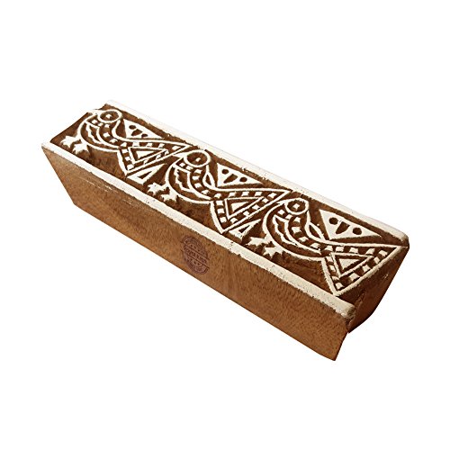 Original Vogel Entwürf Bordüre Hölz Henna Druck stempel - DIY Henna Stoff Textil Papier Ton Keramik Blocke Druck Stempel von Royal Kraft