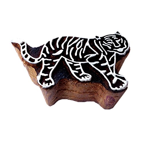 Royal Kraft Retro Tiger Tier Entwürf Holz Stempel für Drucken - DIY Henna Stoff Textil Papier Ton Keramik Blocke Druck Stempel von Royal Kraft