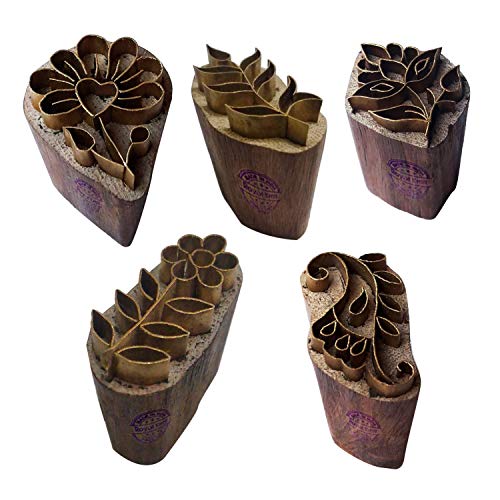 Royal Kraft Blumen Messing Holz Stempel (Set von 5) - DIY Ton, Keramik Blöcke BHtag0001 von Royal Kraft