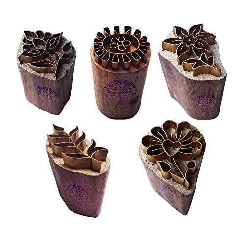 Royal Kraft Blumen Messing Holz Stempel (Set von 5) - DIY Ton, Keramik Blöcke BHtag0002 von Royal Kraft