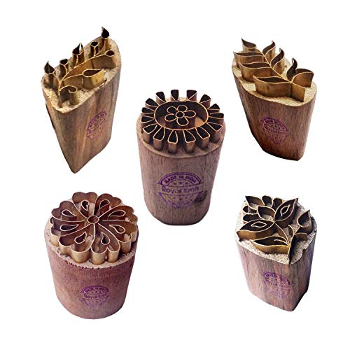 Royal Kraft Blumen Messing Holz Stempel (Set von 5) - DIY Ton, Keramik Blöcke BHtag0005 von Royal Kraft