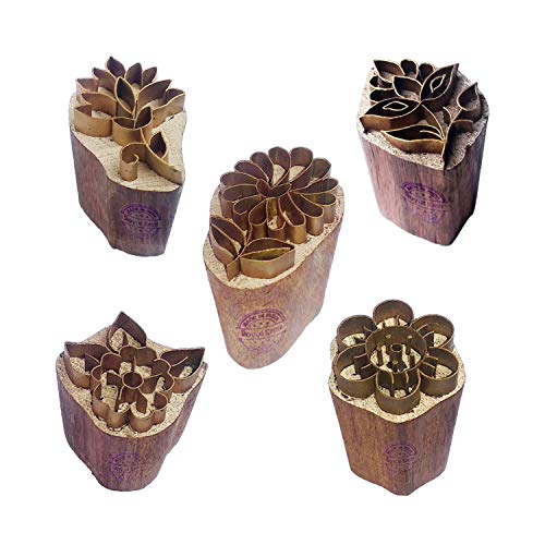 Royal Kraft Blumen Messing Holz Stempel (Set von 5) - DIY Ton, Keramik Blöcke BHtag0010 von Royal Kraft