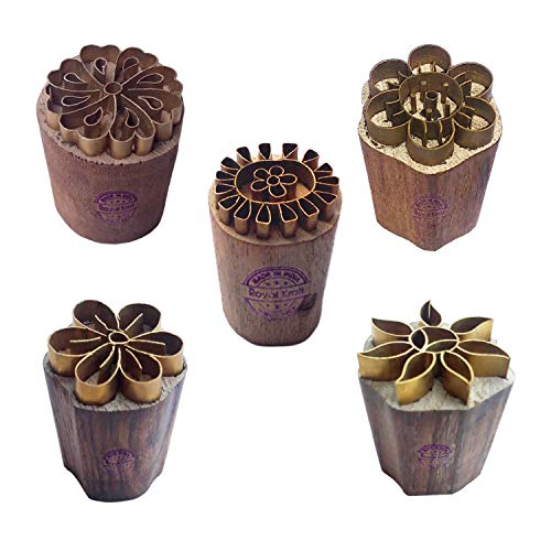 Royal Kraft Blumen Messing Holz Stempel (Set von 5) - DIY Ton, Keramik Blöcke BHtag0020 von Royal Kraft