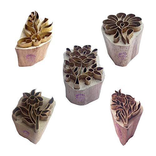 Royal Kraft Blumen Messing Holz Stempel (Set von 5) - DIY Ton, Keramik Blöcke BHtag0033 von Royal Kraft