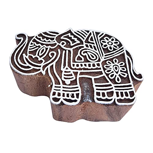 Royal Kraft Elefant Hölzern druck Blöcke stempel - DIY Henna Stoff Textil papier Ton Keramik Blöcke Druck stempel FFDtag005 von Royal Kraft