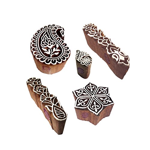 Royal Kraft Handgefertigt Designs Paisley und Finger Holz Blöcke Stempel (Set von 5) von Royal Kraft