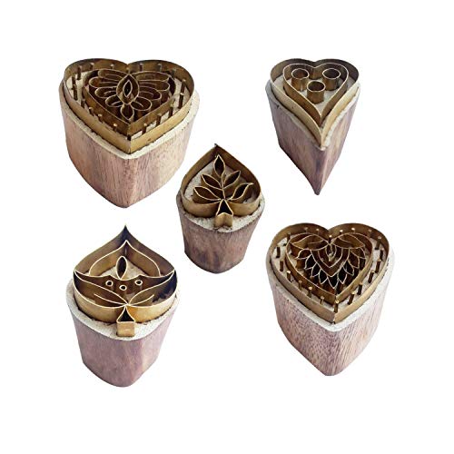 Royal Kraft Herz Messing Holz druck stempel (Set von 5) - DIY Stoff, Ton, Keramik blöcke BHtag0047 von Royal Kraft