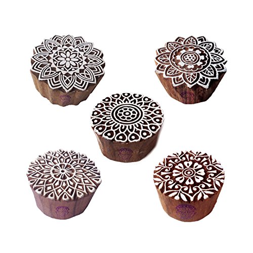 Royal Kraft Indisch Designs Runden und Mandala Blöcke Drucken Holz Stempel (Set von 5) von Royal Kraft