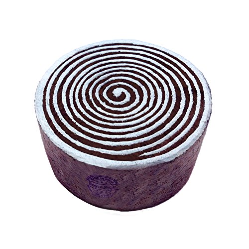 Royal Kraft Mehndi Holz Blöcke Runden Spiral Entwürfe Druck Stempel - DIY Henna Stoff Textil Papier Ton Keramik Blocke Druck Stempel von Royal Kraft