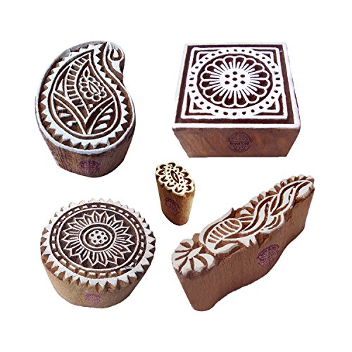 Traditionell Entwürfe Runden und Paisley Holz Drucken Stempel (Set von 5) von Royal Kraft