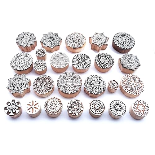 Royal kraft Rundes Mandala Hölzern Block Drucken Stempel (Set von 25) Bulk01_25G von Royal Kraft